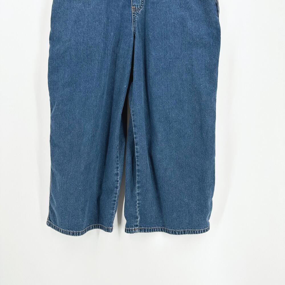 VTG 2003 Old Navy Cropped Bib Denim Overalls Women XL Y2K Grunge Loose Carpenter - Picture 3 of 12